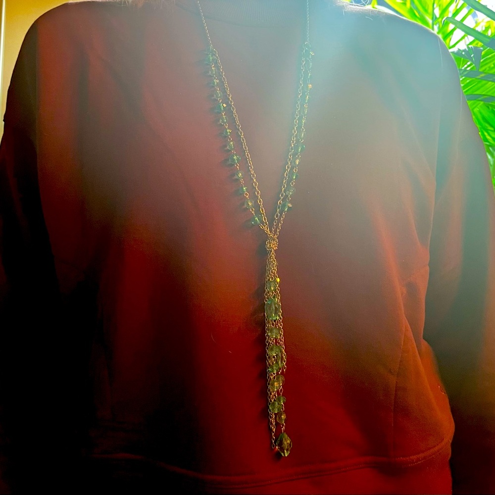 Beautiful long blue bead necklace
